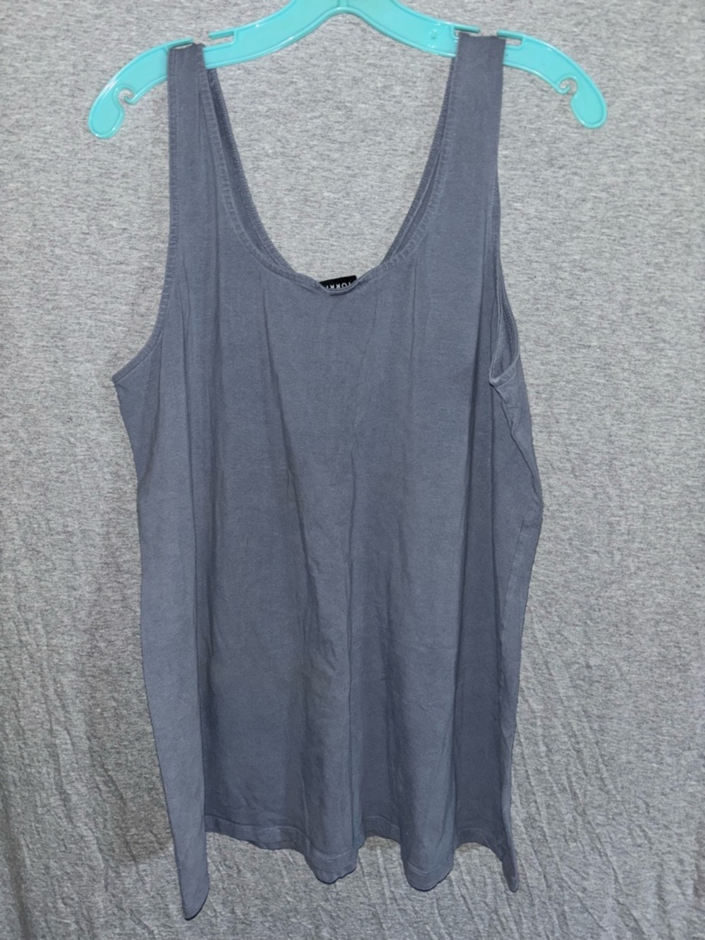 torrid Gray/Blue Scoop Neck Tank with Front Ruching - Picture 2 of 4